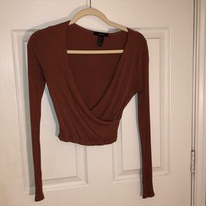 Coral Long Sleeve Crop Top ✨